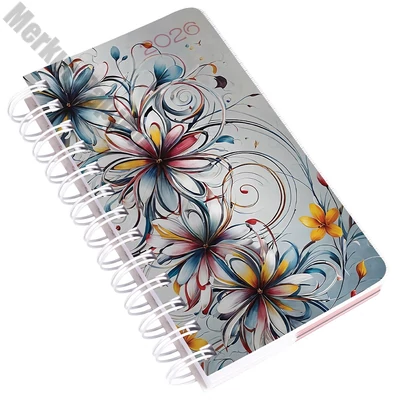 Határidőnapló REALSYSTEM SP5 spirál A/6 napi fehér lapos absztrakt  2026.