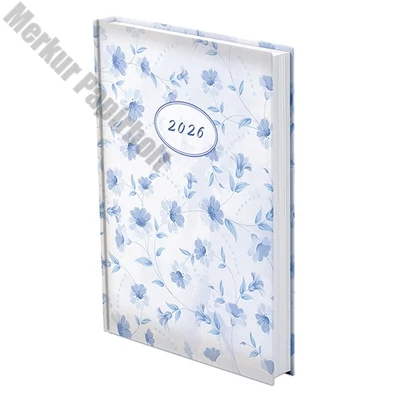 Határidőnapló TOPTIMER Joy J021 A/5 napi fehér lapos Kék virág 3D 2026.