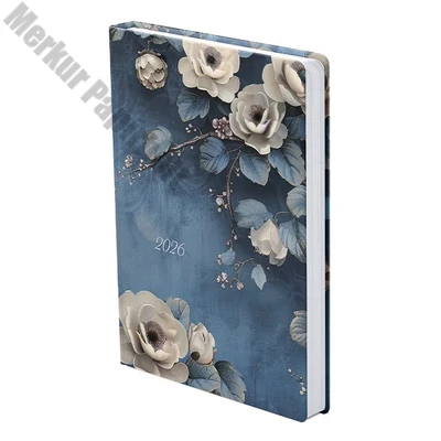 Határidőnapló TOPTIMER Joy J022 B/6 napi fehér lapos Fehér rózsa  Metalizált ezüst 2026