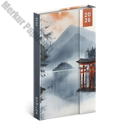 Határidőnapló mágnessel záródó REALSYSTEM 130x210mm heti sárga lapos Japan 2026.