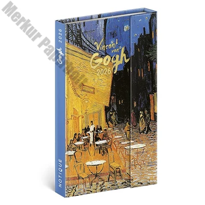 Határidőnapló mágnessel záródó REALSYSTEM 130x210mm heti sárga lapos Vincent van Gogh 2026.