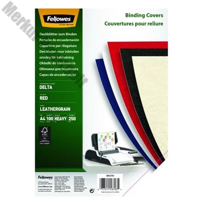 Hátlap FELLOWES Delta A/4 250 g matt bőrhatású piros 100/csom