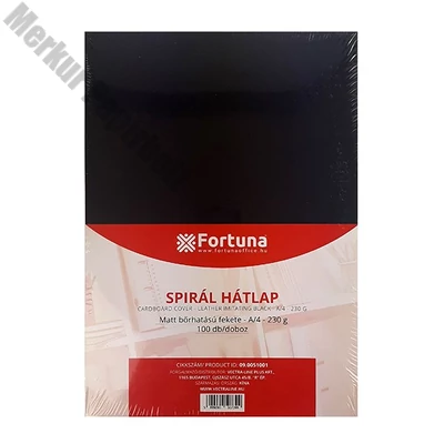 Hátlap FORTUNA A/4 230 g matt bőrhatású fekete 100/dob