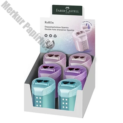 Hegyező FABER-CASTELL RollOn Sparkle 2 lyukú tartályos metál színekben