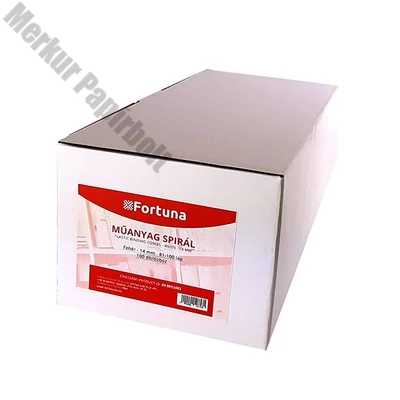 Iratspirál műanyag FORTUNA 14mm 81-100 lap fehér 100/dob