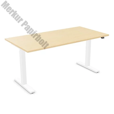 Íróasztal NOWYSTYL elektromosan állítható magasságú 1600x800 mm fehér T-lábas világos fenyő