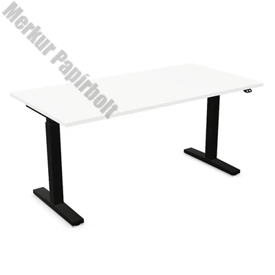 Íróasztal NOWYSTYL elektromosan állítható magasságú 1600x800 mm fekete T-lábas fehér