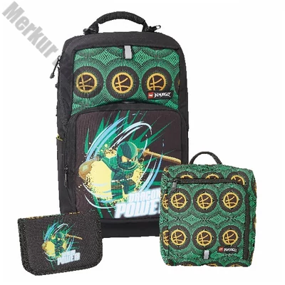 Iskolatáska szett LEGO Optimo 3 részes Ninjago Dragon tornazsákkal és felszerelt tolltartóval