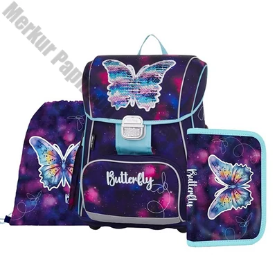 Iskolatáska szett OXY Premium 3 részes Butterfly tolltartóval és tornazsákkal