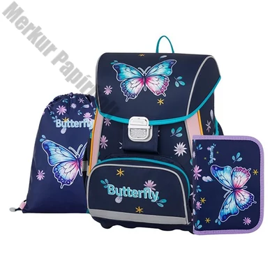 Iskolatáska szett OXY Premium One 3 részes Butterfly tolltartóval és tornazsákkal
