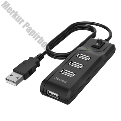 Kábel elosztó HAMA USB 2.0 + 4xUSB 2.0 kapcsolós fekete