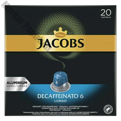 Kávékapszula JACOBS Nespresso Lungo koffeinmentes 20 kapszula/doboz