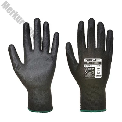 Kesztyű mártott PORTWEST nylon PU tenyérrel fekete 11-es 2 darab/pár