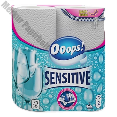 Kéztörlő tekercses háztartási OOOPS! Sensitive 2 rétegű 2 tekercses
