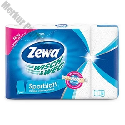 Kéztörlő tekercses háztartási ZEWA Wisch&Weg Original Sparblatt 2 rétegű 4 tekercses