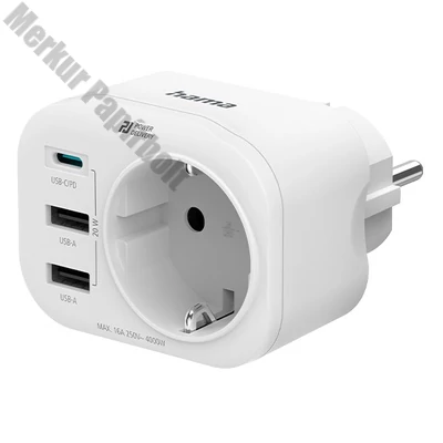 Konnektor HAMA + 2xUSB + USB-C 20W