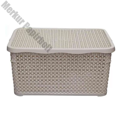 Kosár rattan hatású műanyag fedéllel 30L