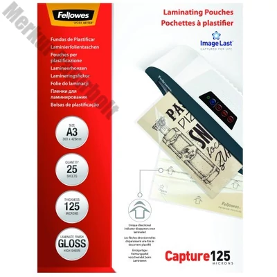 Lamináló fólia FELLOWES A/3 125 mikron fényes 25/csom