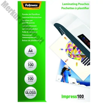 Lamináló fólia FELLOWES A/4 100 mikron fényes 100/csom