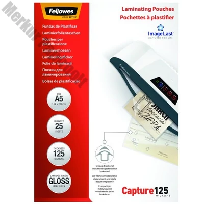 Lamináló fólia FELLOWES A/5 125 mikron fényes 25/csom