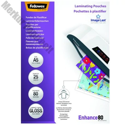 Lamináló fólia FELLOWES A/5 80 mikron fényes 25/csom