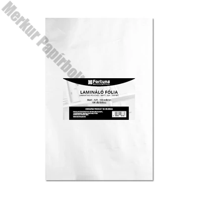 Lamináló fólia FORTUNA A/4 216x303mm 100 mikron matt 100/dob