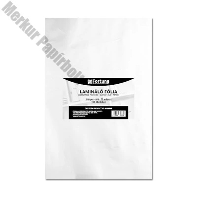 Lamináló fólia FORTUNA A/4 216x303mm 75 mikron fényes 100/dob