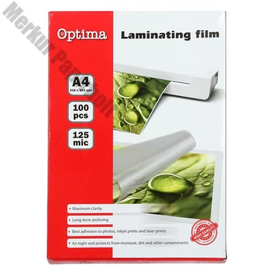 Lamináló fólia OPTIMA A/4 125 mikron fényes 100/csom