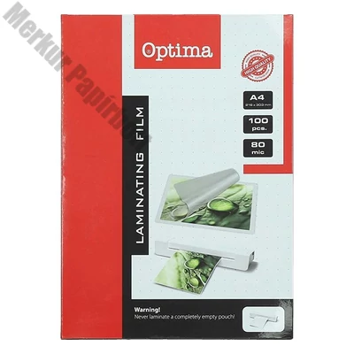 Lamináló fólia OPTIMA A/4 80 mikron fényes 100/csom