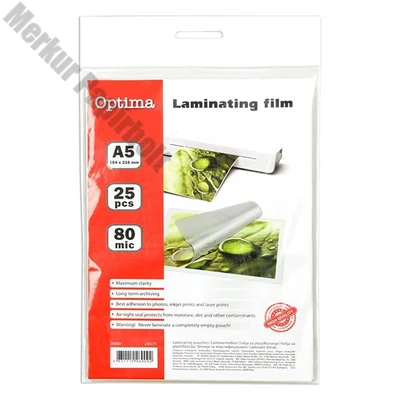 Lamináló fólia OPTIMA A/5 80 mikron fényes 25/csom