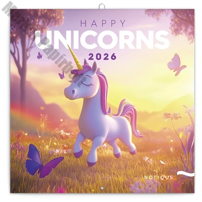 Lemeznaptár REALSYSTEM 300x300mm Happy Unicorns 2026.