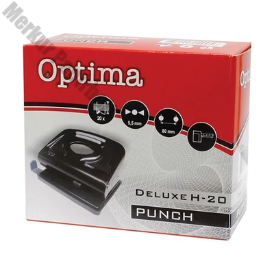 Lyukasztó OPTIMA H-20 2 lyukú fém 20 lap fekete