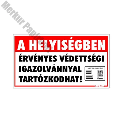 Matrica A helyiségben érvényes védettségi igazolvánnyal tartózkodhat "C"