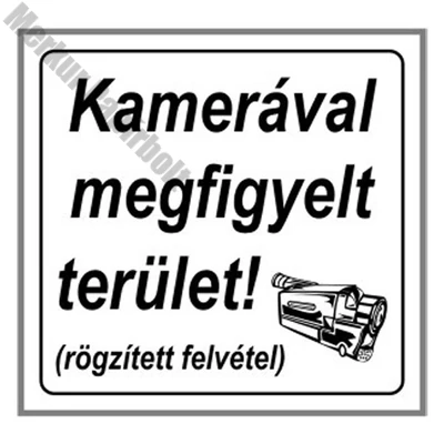 Matrica Kamerával megfigyelt terület fehér "A"