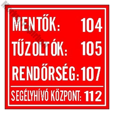 Matrica Mentő tűzoltó hívószámok piros "B"