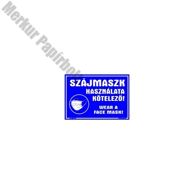 Matrica Szájmaszk használata kötelező kék  16,5 x 11,5 cm "K"