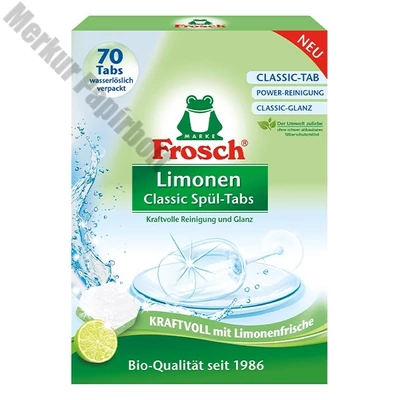 Mosogatógép tabletta FROSCH zöldcitrom-classic 70 darabos
