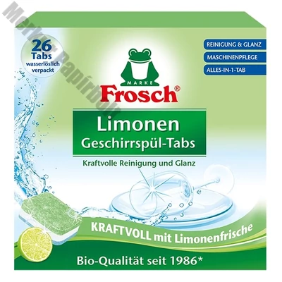 Mosogatógép tabletta FROSCH zöldcitrom 30 darabos