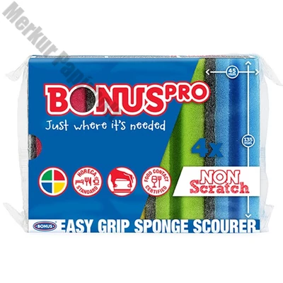 Mosogatószivacs BONUS formázott színes HACCP 13,5x7,11x4,5cm 4 darabos