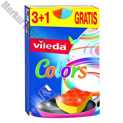 Mosogatószivacs VILEDA Pur Active színes 4 darabos