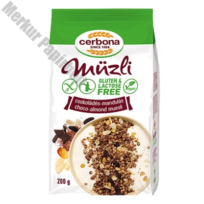 Müzli CERBONA csokoládés mandulás gluténmentes 200 g
