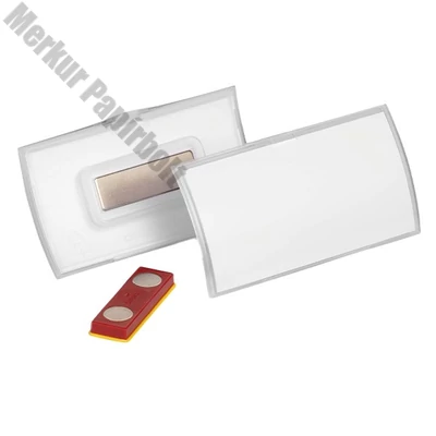 Névjegykitűző DURABLE Click Fold 40x75 mm mágneses elfordulásmentes átlátszó