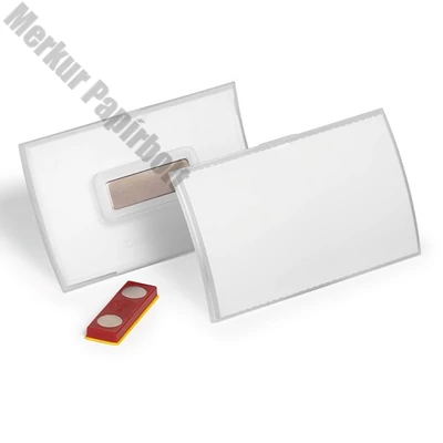 Névjegykitűző DURABLE Click Fold 54x90 mm mágneses elfordulásmentes átlátszó