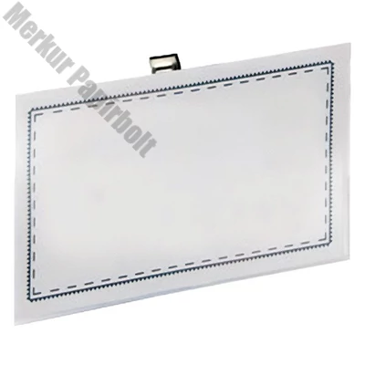 Névjegykitűző tűs csiptetős YANDA 54x90mm kemény 50 darabos