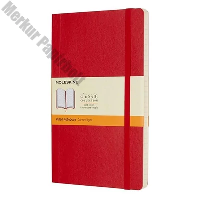 Notesz vonalas MOLESKINE QP616F2 "L" puhafedeles skarlát piros