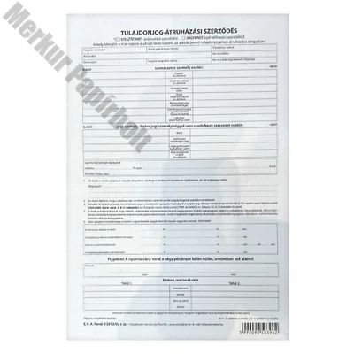 Nyomtatvány adásvételi szerződés személygépkocsihoz VECTRALINE A/4 4 példányos