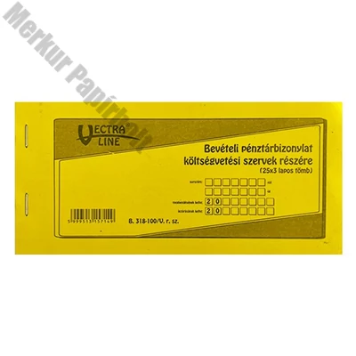 Nyomtatvány bevételi pénztárbizonylat költségvetési szervek részére VECTRALINE