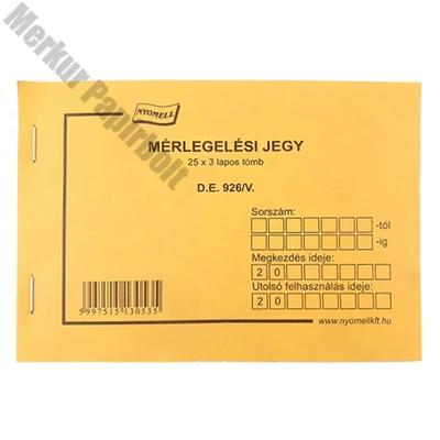 Nyomtatvány mérlegelési jegy 25x3 A/6