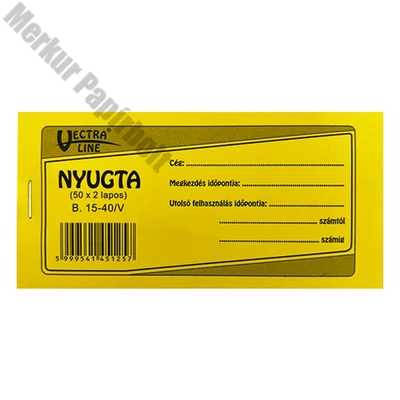 Nyomtatvány nyugta VECTRALINE 1 soros 20 darabos