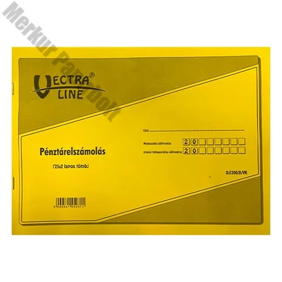 Nyomtatvány pénztárelszámolás VECTRALINE A/4 25x2 lapos fekvő